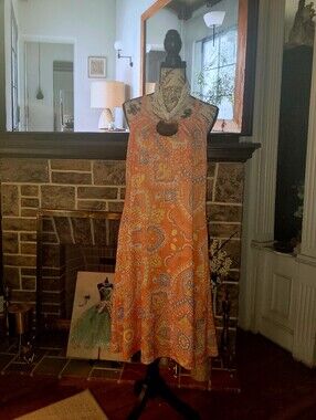 Lily Orange Paisley Sleeveless Midi Dress